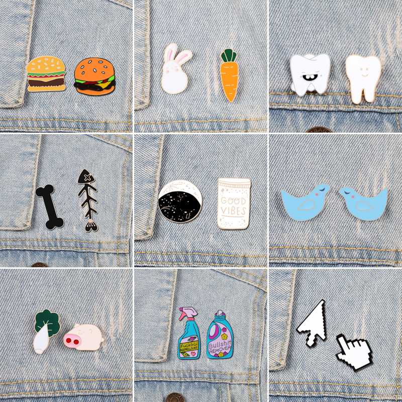 2pcs/set Cartoon Brooch Pig Bird Carrot Teeth Burger Enamel Pins Badges Denim Jackets Lapel Pins Jewelry Gifts For Kids
2pcs/set Cartoon Brooch Pig Bird Carrot Teeth Burger Enamel Pins Badges Denim Jackets Lapel Pins Jewelry Gifts For Kids