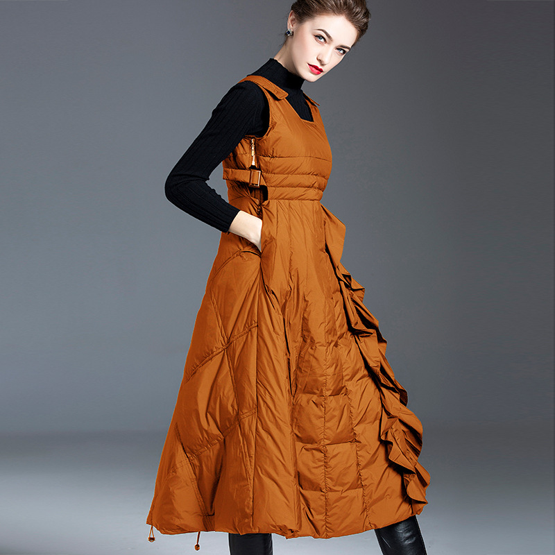 2020 Autumn and winter waist slimming down jacket Women' fashion mid-length thickened fashion skirt vest down coat 20312, Black
2020 Autumn and winter waist slimming down jacket Women' fashion mid-length thickened fashion skirt vest down coat 20312, Black