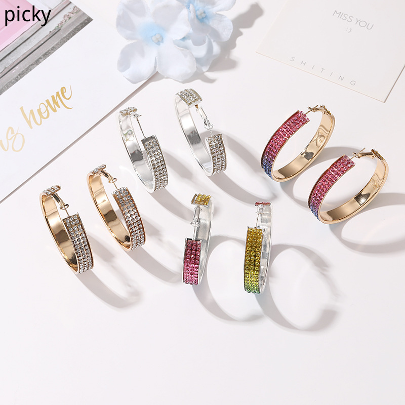 Women's Multicolor Rhinestone Hoop Earrings Large Circle Round Fashion Earrings Korean Girl Gift Earring Jewelry
Women's Multicolor Rhinestone Hoop Earrings Large Circle Round Fashion Earrings Korean Girl Gift Earring Jewelry