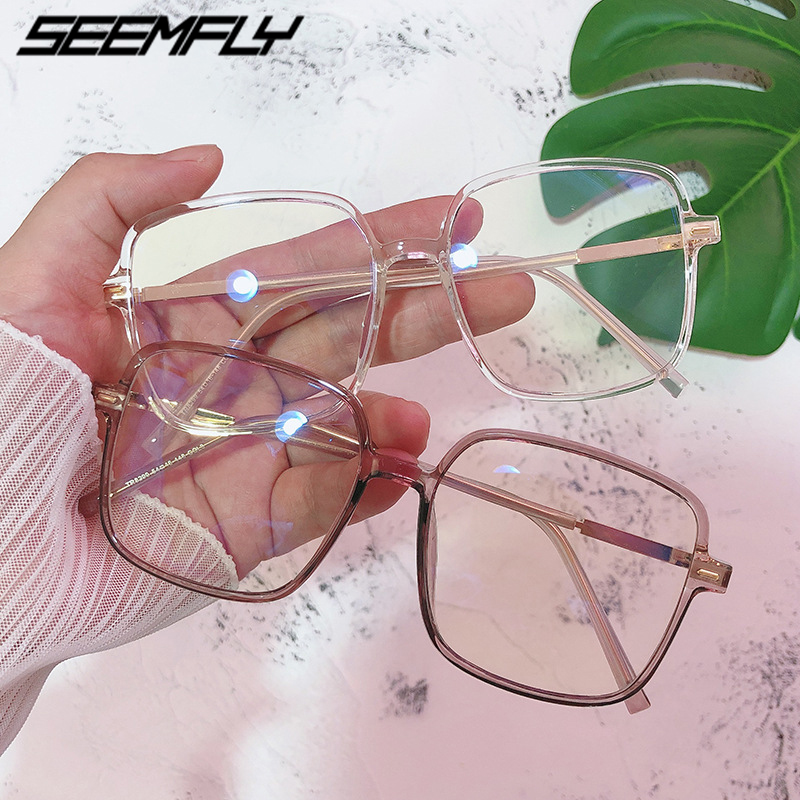 

Seemfly Anti Blue Light Glasses Flexible Square Frame TR90 Clear Lens Eyeglasses Computer Gaming Goggle Spectacle Unisex Eyewear
