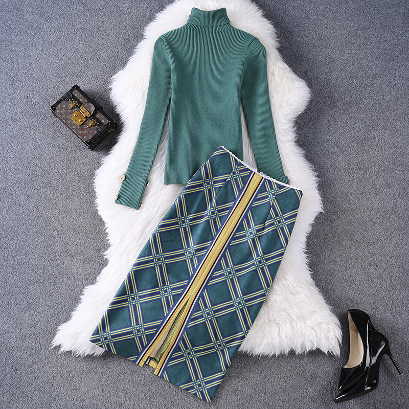 2020 Fall Autumn Long Sleeve Turtle Neck Green Pure Color Knitted Knits Tees Sweater + Panelled Mid-Calf Skirt Two Piece 2 Pieces Set NSP17
2020 Fall Autumn Long Sleeve Turtle Neck Green Pure Color Knitted Knits Tees Sweater + Panelled Mid-Calf Skirt Two Piece 2 Pieces Set NSP17