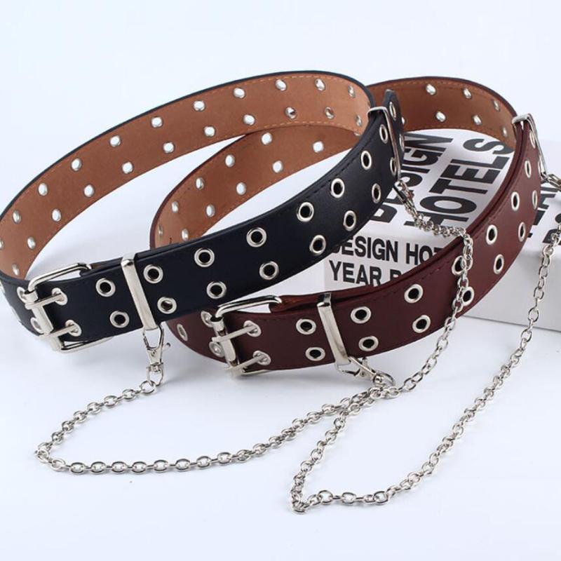 New Women Punk Chain Fashion Adjustable Belt Double/Single Row Hole Eyelet Waistband with Eyelet Chain Decorative Belts, Black
New Women Punk Chain Fashion Adjustable Belt Double/Single Row Hole Eyelet Waistband with Eyelet Chain Decorative Belts, Black
