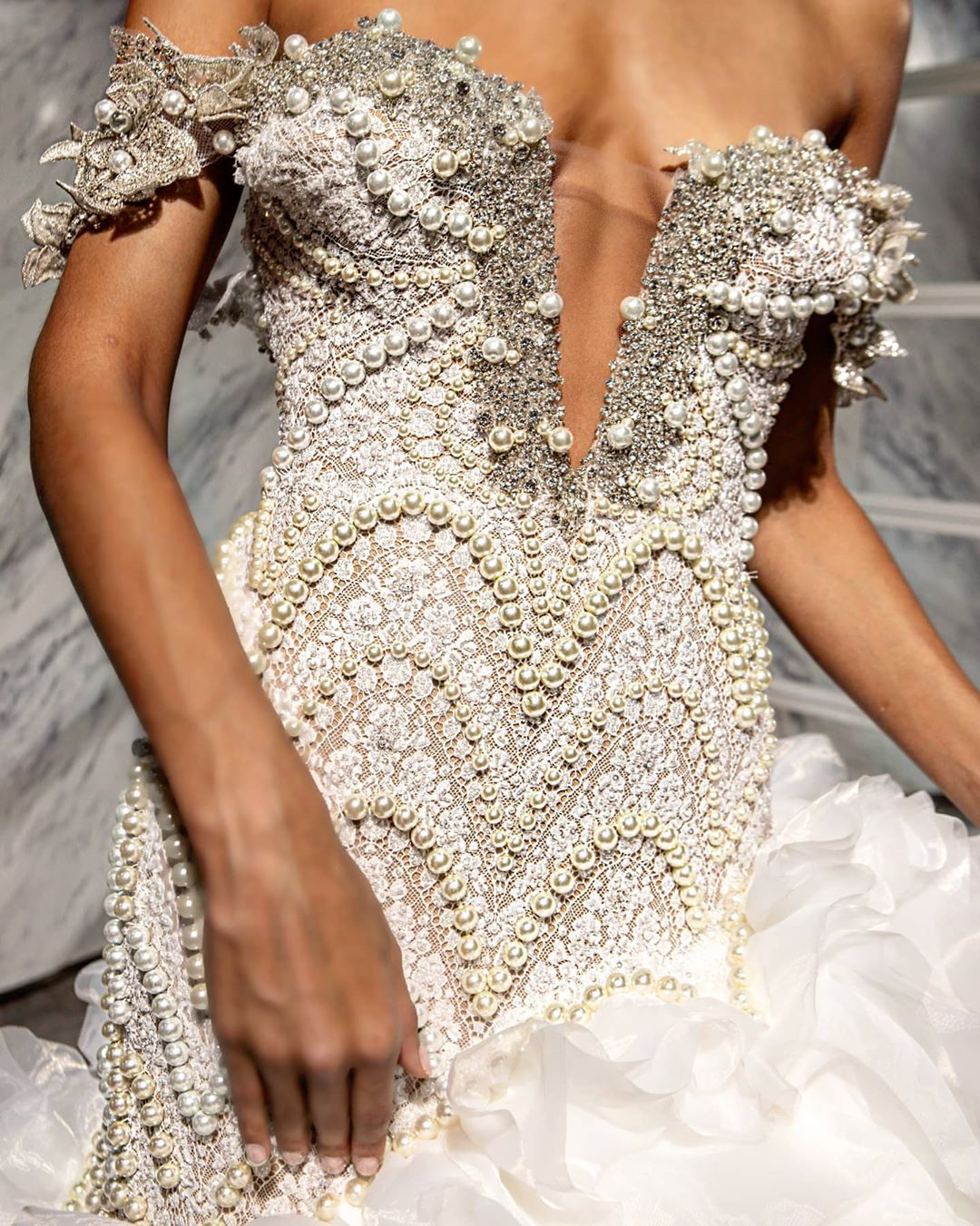 plus size arabic aso ebi luxurious mermaid sexy wedding dresses crystals pearls bridal dresses lace tiers wedding gowns zj944