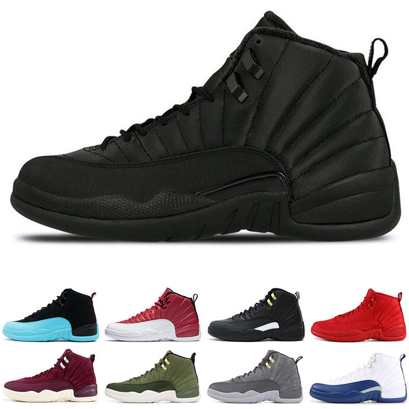 Mens 12s basketball shoe Winterized WNTR Gym Red Michigan Bordeaux 12 white black The Master Flu Game taxi sports sneaker trainers size 7-1