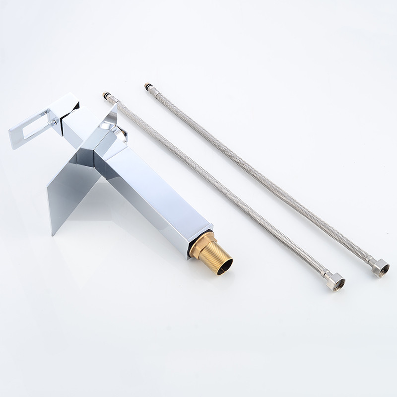 Bathroom Sink Faucets LED Basin Waterfall Faucet Chrome Finish 3 Colors Changing Light Mixer Water Tap LH-16819