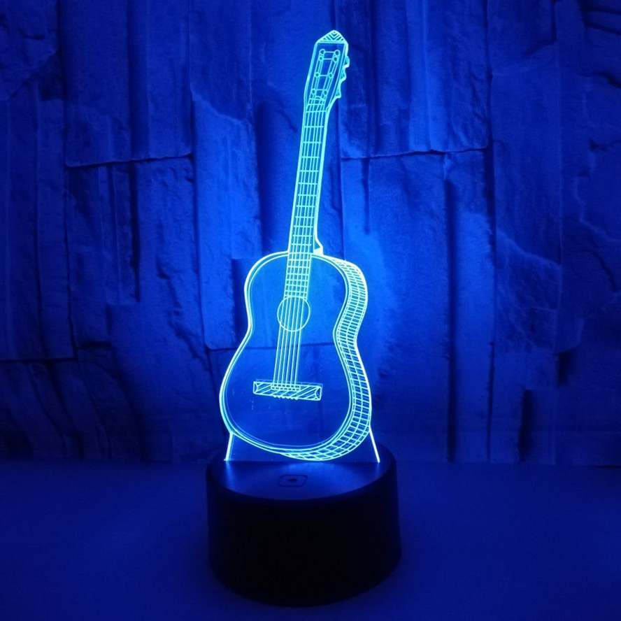 3D night light Acrylic Illusion lamp Guitar Led Night Lights 7 color Changeable Touch Remote Control Atmosphere Light Christmas Table Lamp