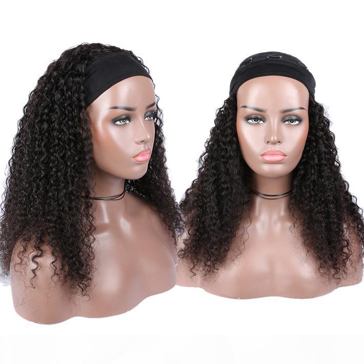 New Headband Wigs for Black Women Human Hair Wigs 150%density None Lace Front Wigs Brizilian Virgin Hair Machine Made Full Headband Wig