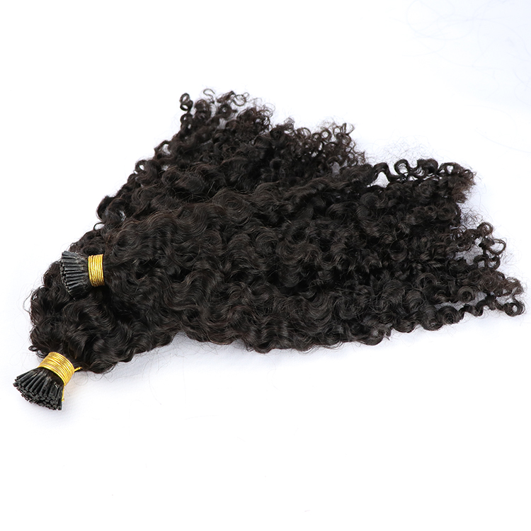 Real Human Hair Malaysian I tip Hair Extensions Afro Jerry Curly Keratin Pre bonded Hair Extensions for Black Women 100g/1g/strand