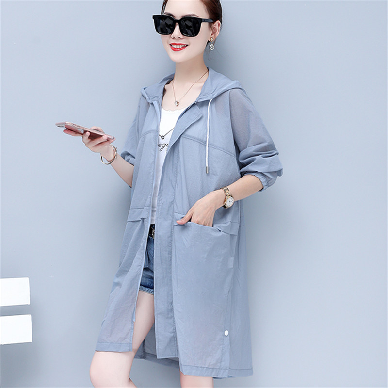 Women' Jackets 2021 Summer Fashion Korean Hooded Sun Protection Clothing Women Mid-length Coat Loose Long Sleeve Outerwear Female Top Q1282, Sky blue
Women' Jackets 2021 Summer Fashion Korean Hooded Sun Protection Clothing Women Mid-length Coat Loose Long Sleeve Outerwear Female Top Q1282, Sky blue