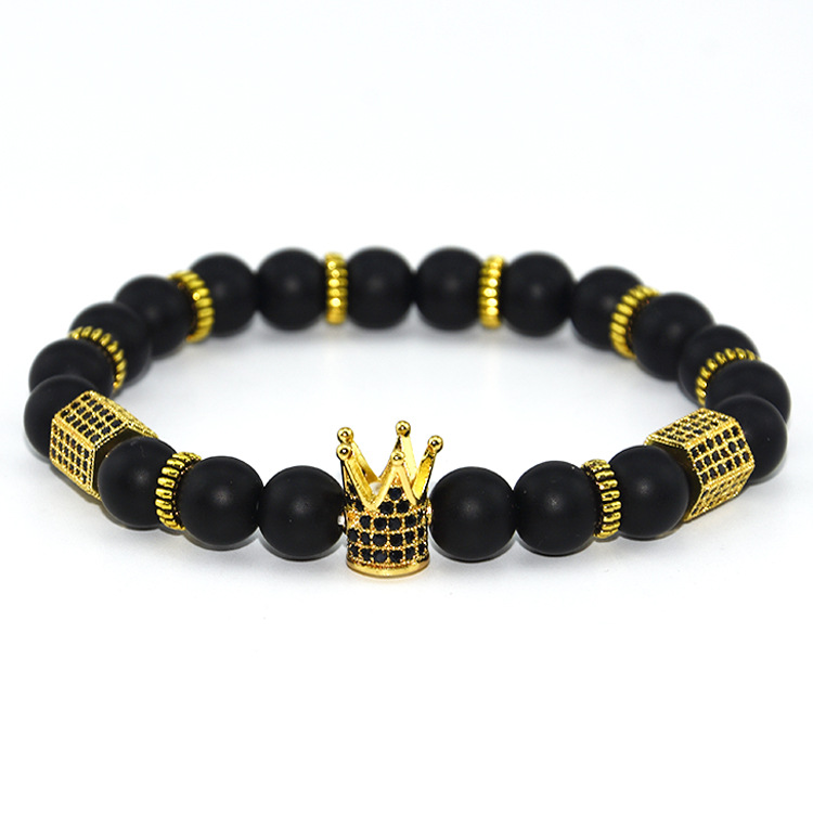 Trendy Micro Pave Cubic Zirconia Hecagon Crown Charm Bracelet Women Men Couple Stone Bead Bangles gift fashion Jewelry wholesale