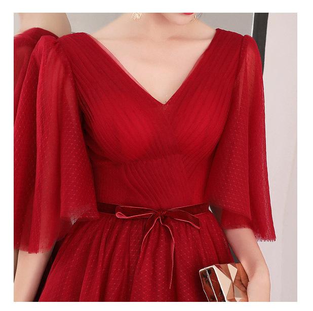 Fashion Wine Red Banquet Evening Dresses Sexy Deep V-neck Floor Length Party Prom Gown Plus Size Women Dress Vestido Debutante