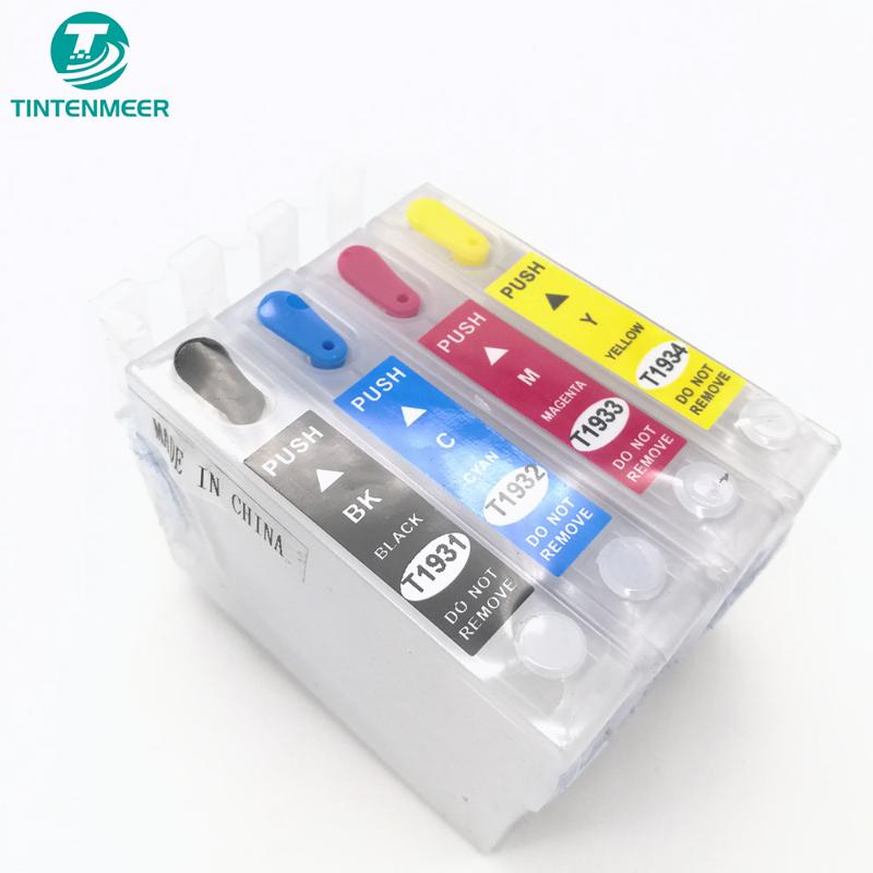 TINTENMEER refillable empty cartridge with auto reset chip T1931 T1932 T1933 T1934 for wf 2531 2521 2541 2631 2651 printer
TINTENMEER refillable empty cartridge with auto reset chip T1931 T1932 T1933 T1934 for wf 2531 2521 2541 2631 2651 printer