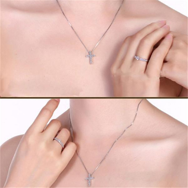 xury Cubic Zircon Pendant Necklace 925 Sterling Silver Christian Jesus Jewelry For Women Gift a036
