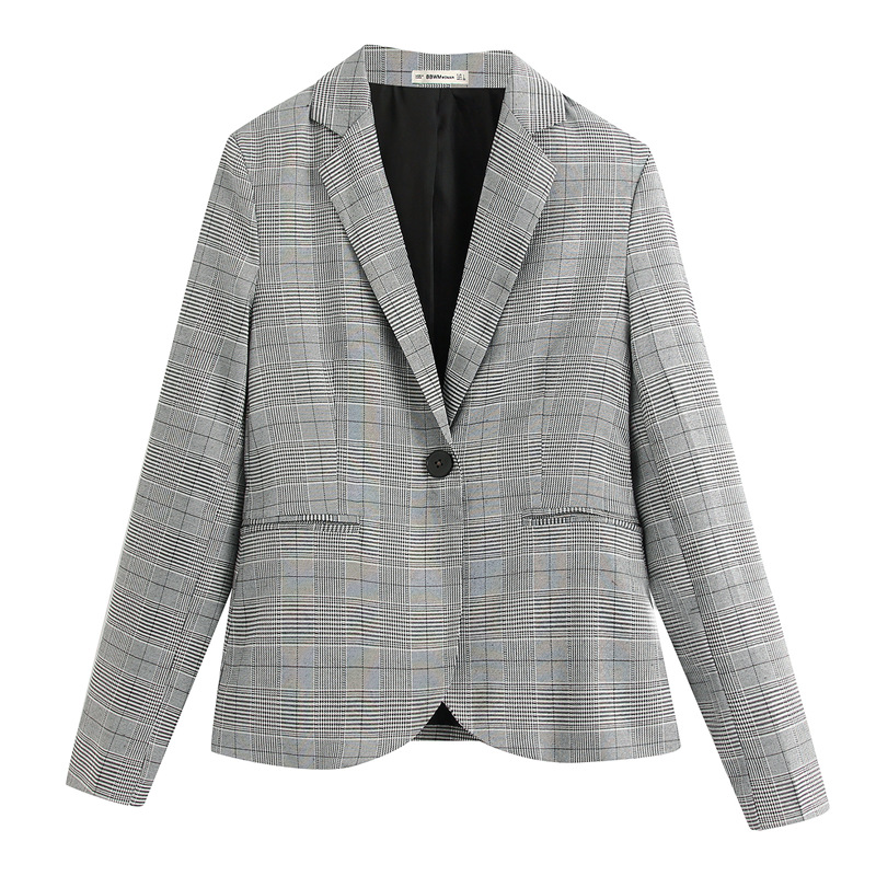 New 2020 Spring Summer Women's Elegant Blazers Plaid Single Button Pockets Formal Jackets Notched Outerwear Tops Blazer Feminino, Grey
New 2020 Spring Summer Women's Elegant Blazers Plaid Single Button Pockets Formal Jackets Notched Outerwear Tops Blazer Feminino, Grey