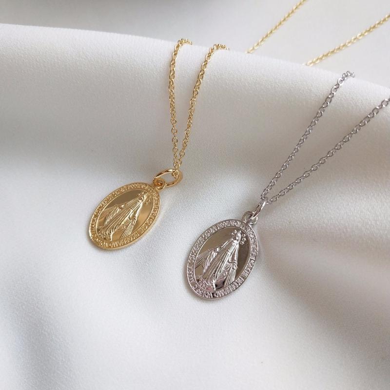 Popular fashion Jewelry women girl 925 Sterling Silver mary coin Necklace Pendant Chains gift two colors
Popular fashion Jewelry women girl 925 Sterling Silver mary coin Necklace Pendant Chains gift two colors