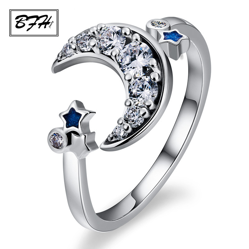 Fashion New Design Adjustable Wedding Rings For Women Geometric Moon & Star Crystal Zircon Silver Colour Ring Female Jewelry
Fashion New Design Adjustable Wedding Rings For Women Geometric Moon & Star Crystal Zircon Silver Colour Ring Female Jewelry