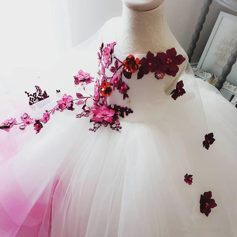 Stunning Lace Hand Made Flowers Flower Girl Dress Little Girl Gown Vintage Pageant Dresses Gowns Custom Made