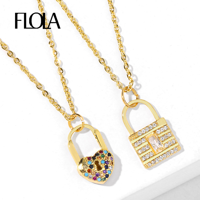 FLOLA CZ Cubic Zirconia Paved Padlock Chain Pendant Necklaces For Women Crystal Heart Lock Charm Necklace Rainbow Jewelry nkeq79
FLOLA CZ Cubic Zirconia Paved Padlock Chain Pendant Necklaces For Women Crystal Heart Lock Charm Necklace Rainbow Jewelry nkeq79