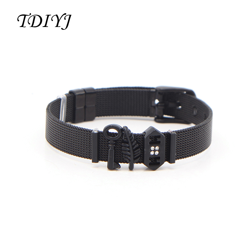 TDIYJ Fashion Women Jewelry Stainless Steel Mesh Bracelet with Leaf Key Mom Bead Charms Keeper for Mother's Gift
TDIYJ Fashion Women Jewelry Stainless Steel Mesh Bracelet with Leaf Key Mom Bead Charms Keeper for Mother's Gift