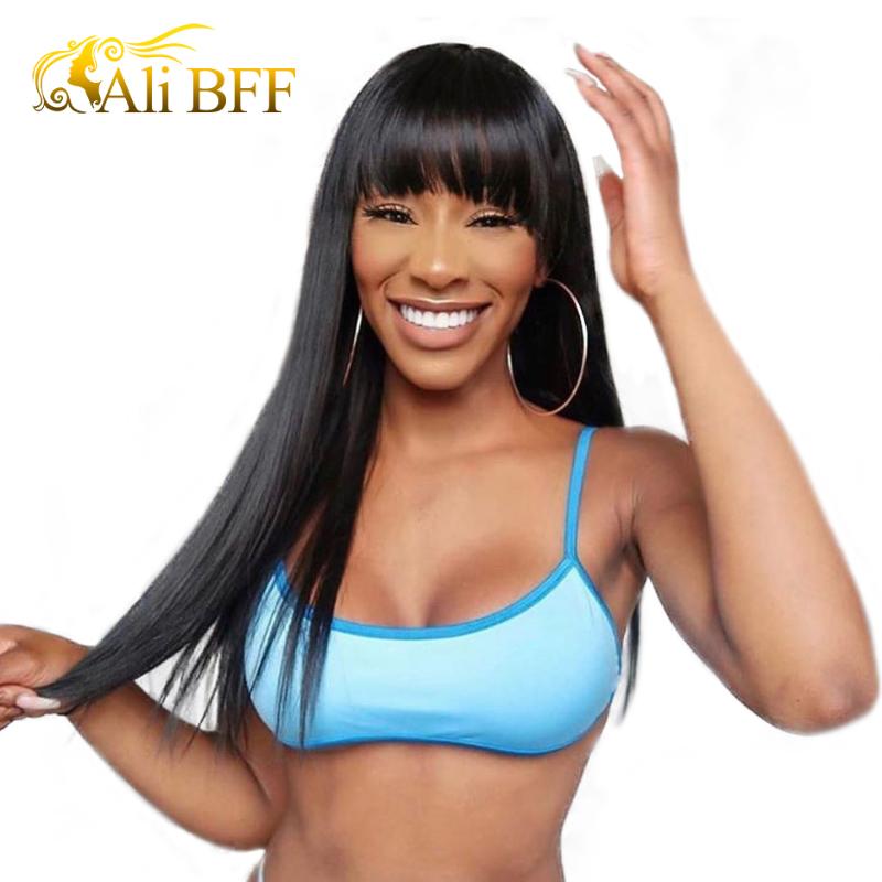 ALI BFF Full Machine Wigs With Bangs Human Hair Straight Wig Malaysian Straight Wig with Bang For Women Glueless Wigs, Medium brown lace
ALI BFF Full Machine Wigs With Bangs Human Hair Straight Wig Malaysian Straight Wig with Bang For Women Glueless Wigs, Medium brown lace