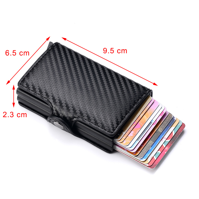 Carbon Fiber Men Credit Card Holder Double Wallet Anti Rfid Security Metal Leather Cardholder Pocket Business Bank Creditcard LJ200914