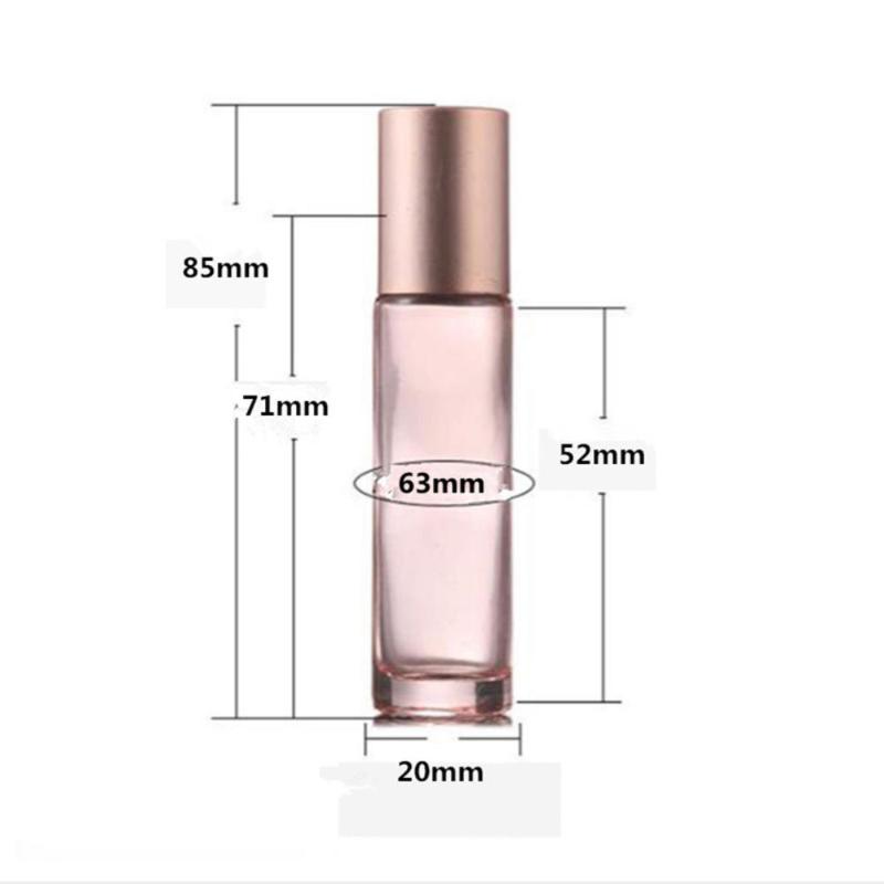 5pcs 10ml Portable Glass Roller Rollerball Essential Oil Bottles rose gold Mist Container Travel Refillable Bottles Transparent