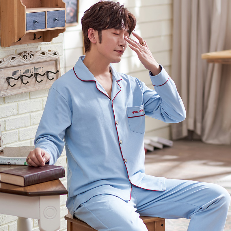 Spring And Autumn Full Sleeve Pure Cotton Men's Pajamas Youth Leisure Household Suit, Male
Spring And Autumn Full Sleeve Pure Cotton Men's Pajamas Youth Leisure Household Suit, Male