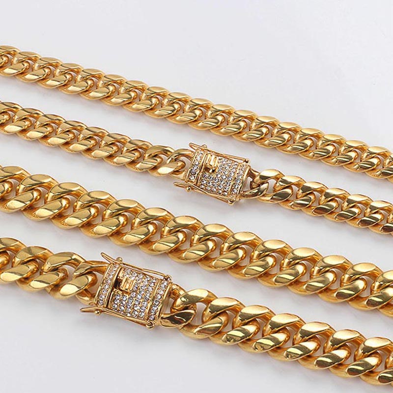 10MM/14MM Cuban Miami Chain Necklace Stainless steel Rhinestone Clasp Iced Out Gold Casting Rock Men Women Hip hop Jewelry
10MM/14MM Cuban Miami Chain Necklace Stainless steel Rhinestone Clasp Iced Out Gold Casting Rock Men Women Hip hop Jewelry