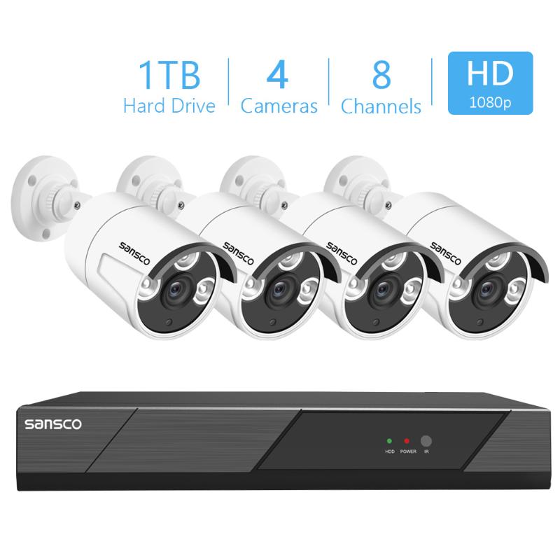 

Sansco H.265 8CH 1080P POE Security Camera System Kit Record 2MP IP Camera IR Outdoor Waterproof CCTV Video Surveillance NVR Set