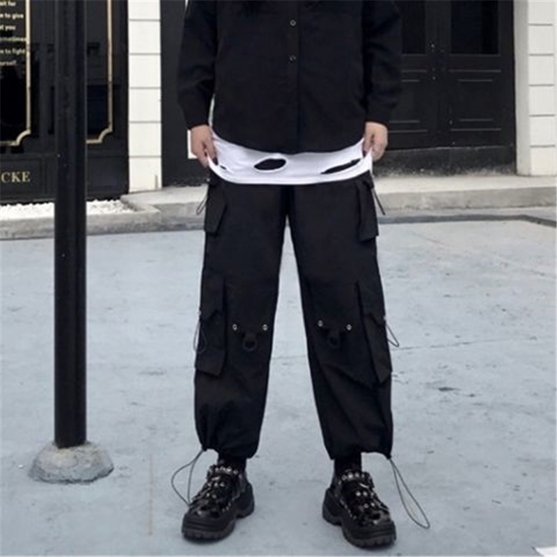 Ins cargo pants Beam Foot Overalls Trousers Korean Style For Students Loose jogger Wide Leg Straight Nine Points Pants, Black 
Ins cargo pants Beam Foot Overalls Trousers Korean Style For Students Loose jogger Wide Leg Straight Nine Points Pants, Black
