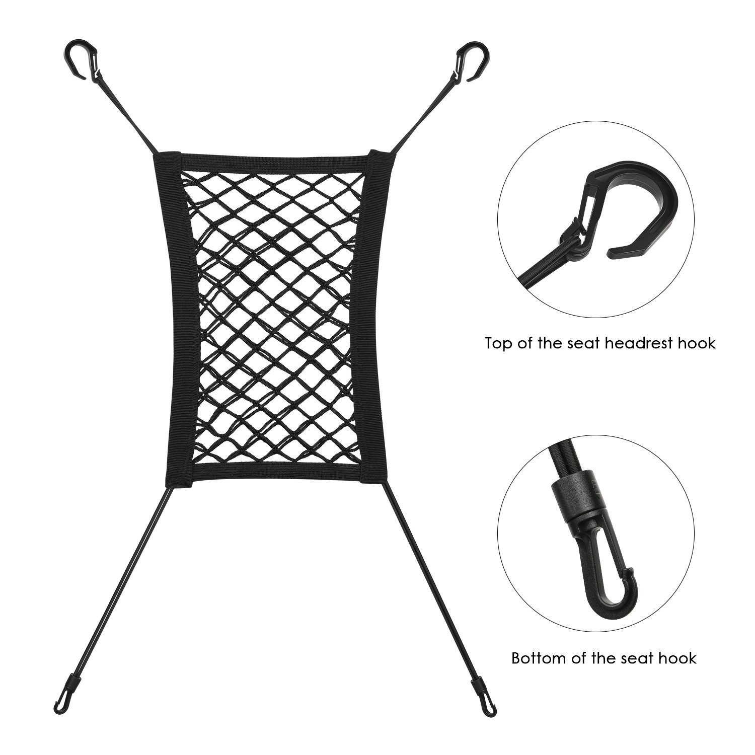 For Cadillac XT5 2016-2023 Car Auto vehicle Black Rear Trunk Cargo Baggage Organizer Storage Nylon Plain Vertical Seat Net