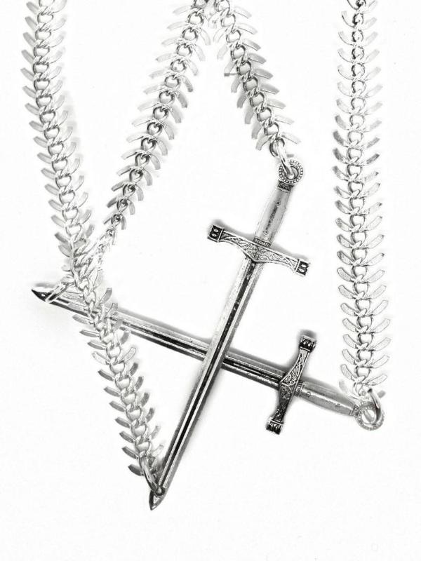 Fishbone Sword Choker Gothic Fashion pendant new silver color jewelry Medieval Worship Witch or pagan gift women and men 2020
Fishbone Sword Choker Gothic Fashion pendant new silver color jewelry Medieval Worship Witch or pagan gift women and men 2020