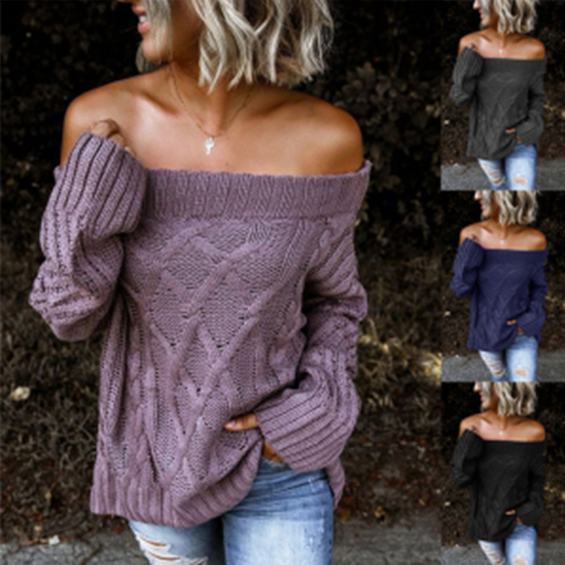 2020 Elegant Knit Slash neck Solid sexy Sweater Women Jumper Autumn Winter Pullover Long Sleeve Female Knitwear Sweater Women, Black
2020 Elegant Knit Slash neck Solid sexy Sweater Women Jumper Autumn Winter Pullover Long Sleeve Female Knitwear Sweater Women, Black