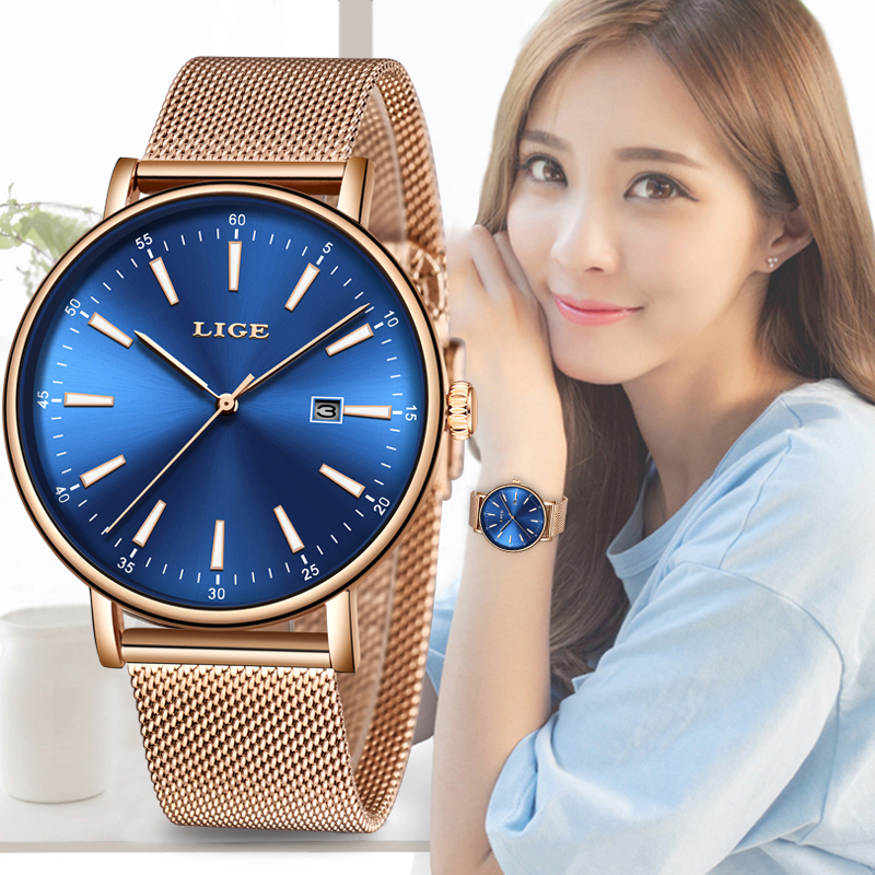 Wristwatches LIGE Top Ladies Watches Ultra-thin Stainless Steel Mesh Watch Women's Fashion Casual Waterproof Quartz Clock, Black
Wristwatches LIGE Top Ladies Watches Ultra-thin Stainless Steel Mesh Watch Women's Fashion Casual Waterproof Quartz Clock, Black