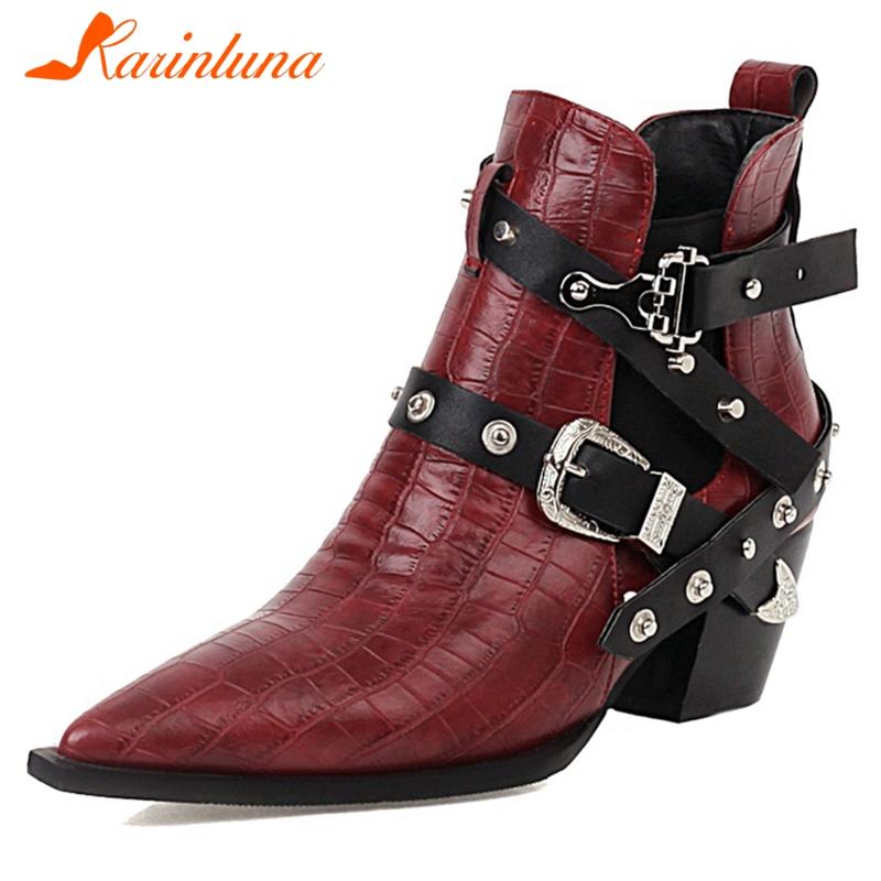 KARIN Plus Size 34-50 Female Buckle Boots Pointed Toe Thick High Heels Metal Decoration Rivet Women Boots Ankle Women Shoes, White
KARIN Plus Size 34-50 Female Buckle Boots Pointed Toe Thick High Heels Metal Decoration Rivet Women Boots Ankle Women Shoes, White