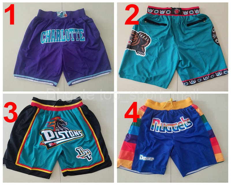 Team Basketball Just Don Short Sport Shorts Pants With Pocket Zipper Sweatpants Blue White Black Purple Team Men Stitched Size S-XXXL Jersey