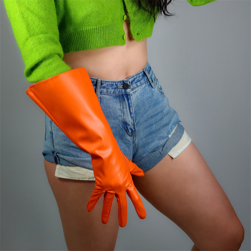 2020 NEW LONG GLOVES Faux Leather Lambskin Sheepskin PU 28" 70cm Opera Evening Orange Female Leather Gloves PU183
2020 NEW LONG GLOVES Faux Leather Lambskin Sheepskin PU 28" 70cm Opera Evening Orange Female Leather Gloves PU183