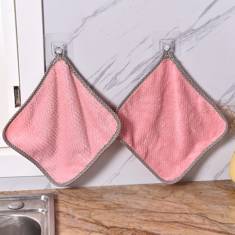 Wholesale Kitchen Cleaning Towels Square Household Soft Coral Fleece Dishcloth Washing Towels Cleaning Dish Cloths Paño De Cocina