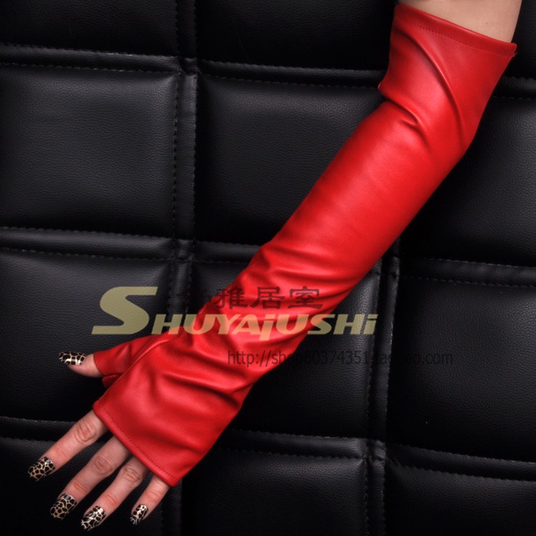 Autumn and winter womens fashion ultra long half finger leather gloves PU leather half gloves
Autumn and winter womens fashion ultra long half finger leather gloves PU leather half gloves