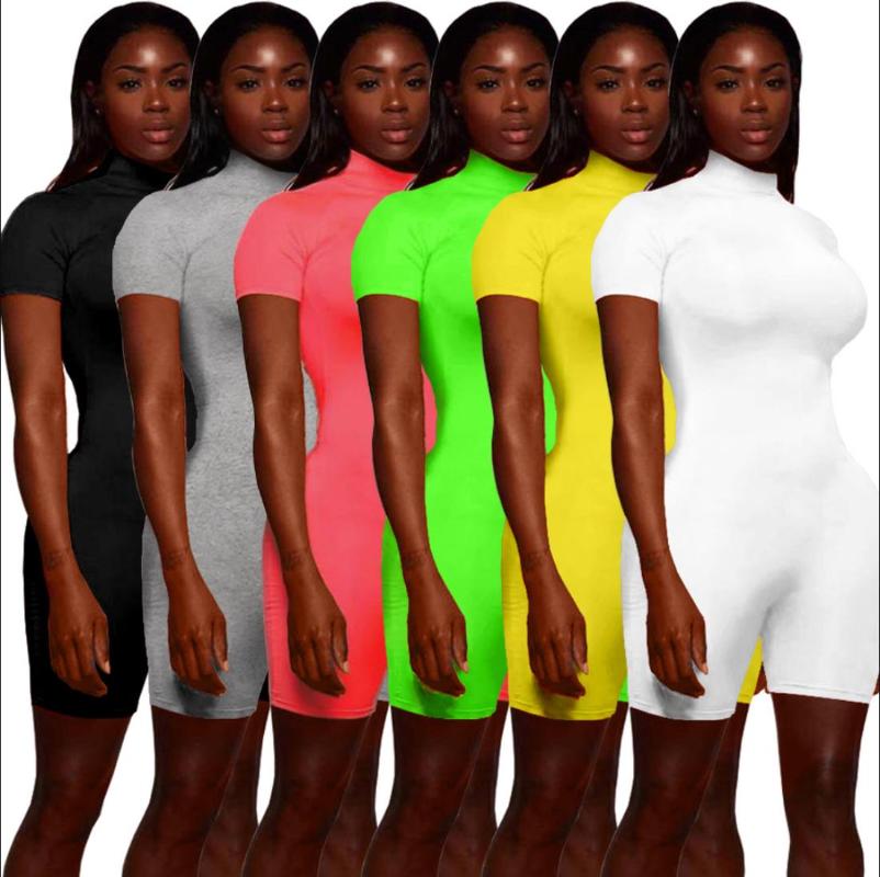 Women Sport Solid Color Short Sleeve Stand Neck Bodycon Skinny Playsuit Sexy Short Jumpsuit Bodysuit Romper Overall, Multi
Women Sport Solid Color Short Sleeve Stand Neck Bodycon Skinny Playsuit Sexy Short Jumpsuit Bodysuit Romper Overall, Multi