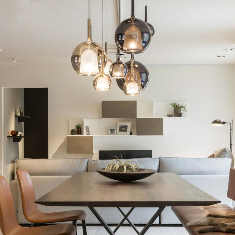 Nordic Modern LED Pendant Lamps Creative Water Droplets Stained Glass Hanging Lamp for Restaurant Livingroom Bedroom Deco