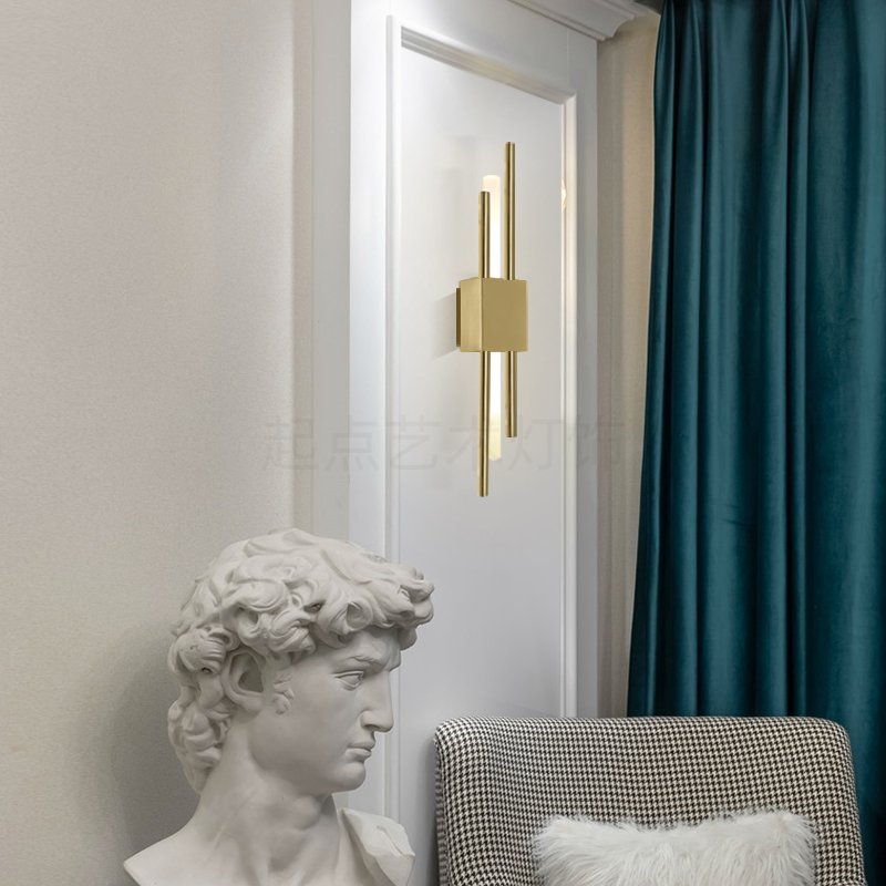 Wall Lamp Post Modern Luxury El Living Room TV BackGround Bed Stairs Lights Simple LED Gold Glass Lighting Fixtures