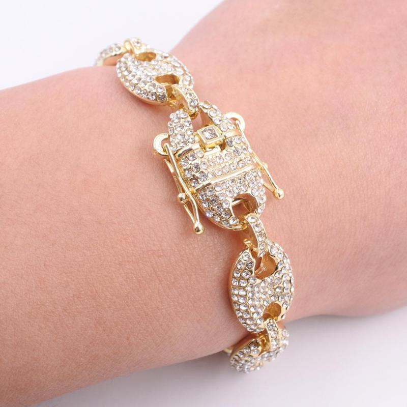 Men's bracelets iced out bling USA street rapper dancer hip hop cz link cuban chain coffee bean pig nose box with tongue clasp
Men's bracelets iced out bling USA street rapper dancer hip hop cz link cuban chain coffee bean pig nose box with tongue clasp