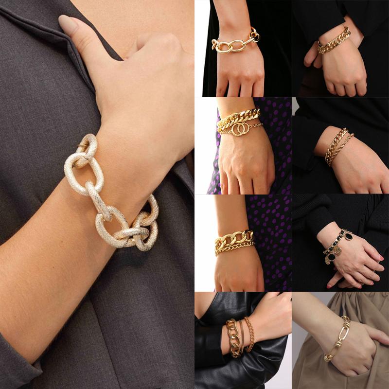 Punk Exaggerated Curb Cuban Chunky Bracelet Bangle Gothic Hip hop Thick Snake Chain Bracelet Set for Women Men Party Jewelry2020
Punk Exaggerated Curb Cuban Chunky Bracelet Bangle Gothic Hip hop Thick Snake Chain Bracelet Set for Women Men Party Jewelry2020