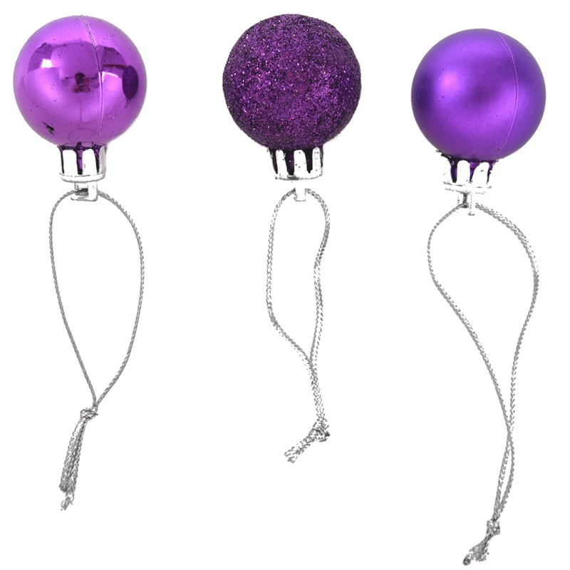 Christmas Decorations 24Pcs Chic Baubles Tree Plain Glitter XMAS Ornament Ball Decoration Purple