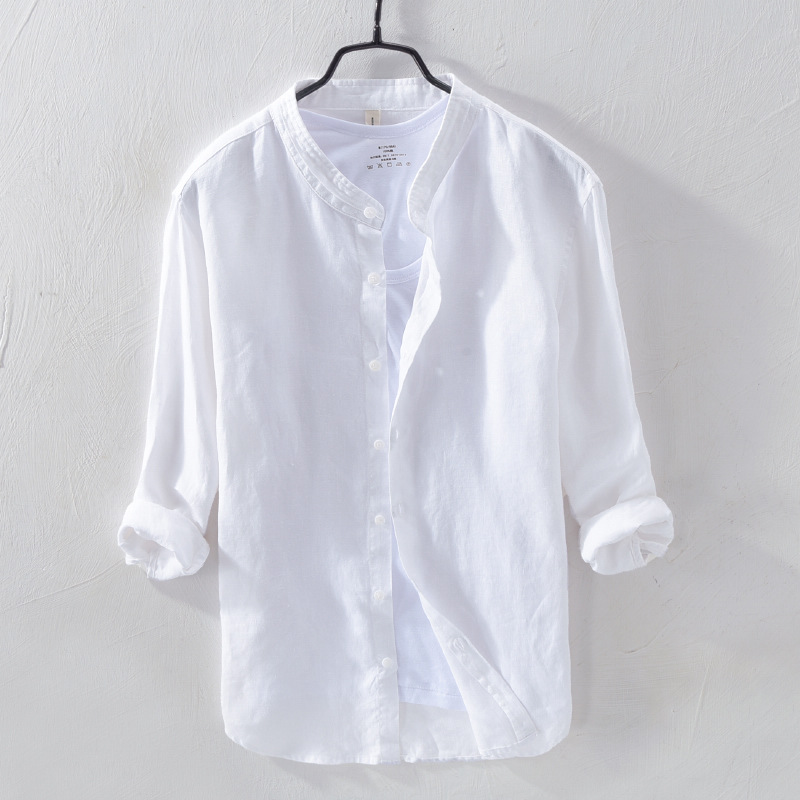 Linen Shirt Men Comfortable and breathable linen cotton blend Long Sleeve Men Shirts, White
Linen Shirt Men Comfortable and breathable linen cotton blend Long Sleeve Men Shirts, White