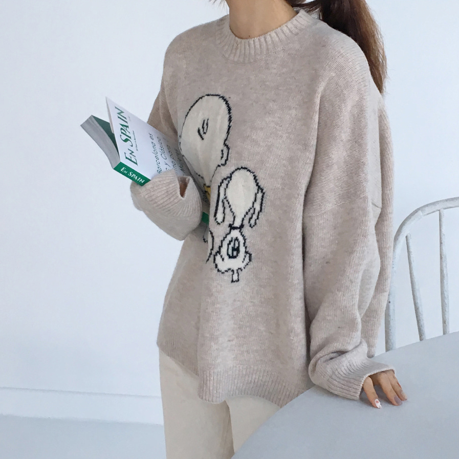 Woman Sweater Spring Winter Women Clothes New cute cartoon Pattern Loose Long sleeve pullover Sweater Women's Tops 926A