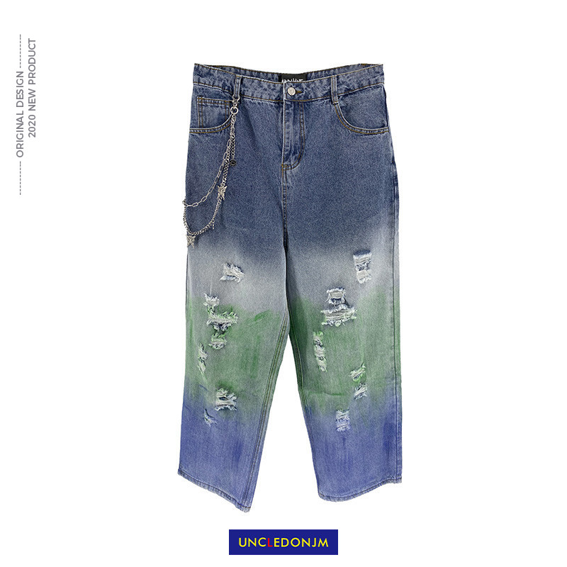 UNCLEDONJM +Necklace Design Gradient Ripped Jeans Men's Hip Hop Fashion Destroy Wash Distressed streetwear mens jeans AD-6007, Black
UNCLEDONJM +Necklace Design Gradient Ripped Jeans Men's Hip Hop Fashion Destroy Wash Distressed streetwear mens jeans AD-6007, Black
