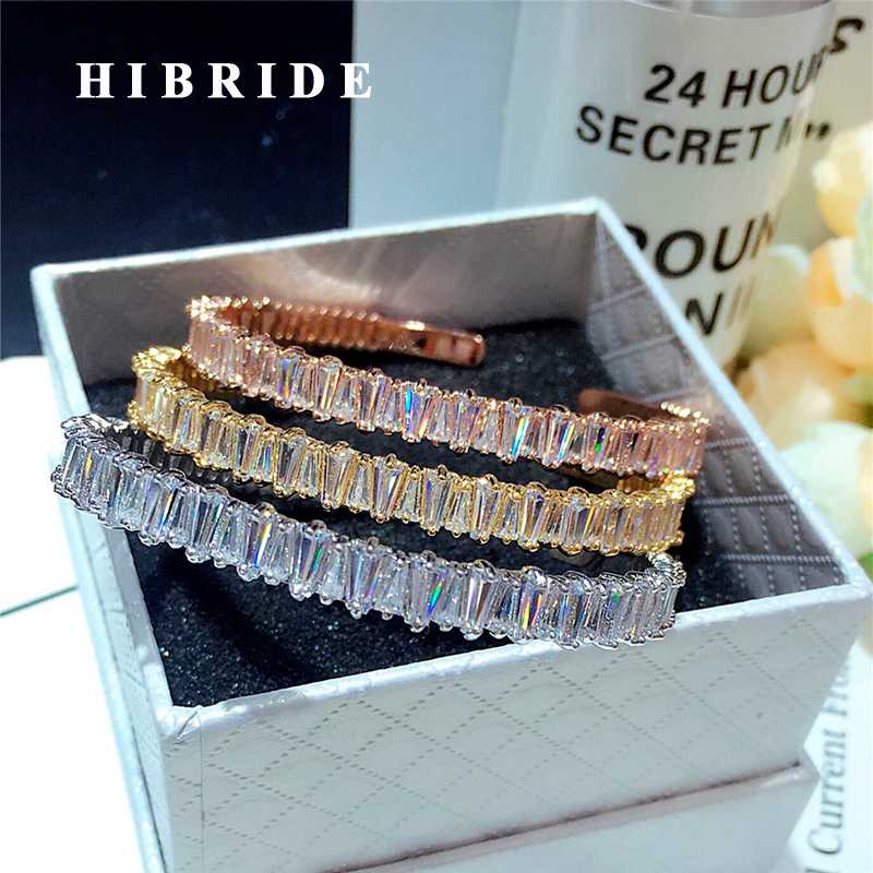 HIBRIDE Luxury Clear Baguette Cubic Zircon Women Cuff Bangles&Bracelets Gold-Color Pulseiras Bangle Gifts bijoux B-119
HIBRIDE Luxury Clear Baguette Cubic Zircon Women Cuff Bangles&Bracelets Gold-Color Pulseiras Bangle Gifts bijoux B-119