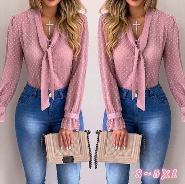Fashion-Women Blouses Fashion Long Sleeve V-neck Pink Shirt Chiffon Office Blouse Slim Casual Tops Plus Size S-5XL, Sky blue
Fashion-Women Blouses Fashion Long Sleeve V-neck Pink Shirt Chiffon Office Blouse Slim Casual Tops Plus Size S-5XL, Sky blue